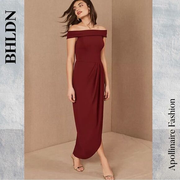 BHLDN THOMPSON OFF SHOULDER DRESS IN BURGUNDY RED SIZE 6 NWT - Picture 2 of 8